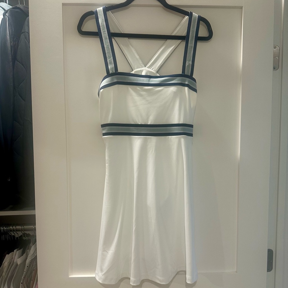 Lou & Grey White and Blue Trim Athletic Dress